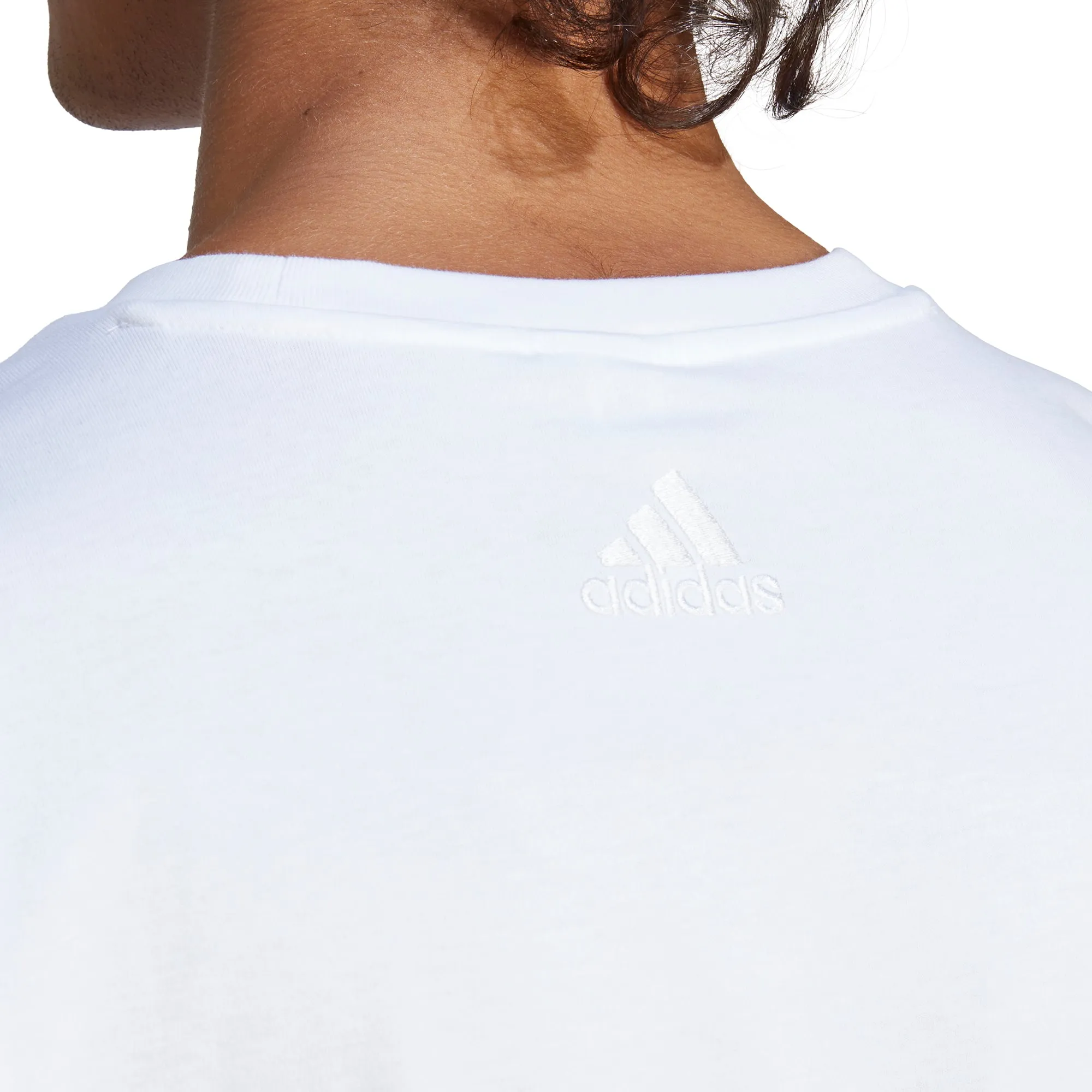 adidas Essentials Big Logo Short Sleeve Mens Top - White Double Stitched Seams