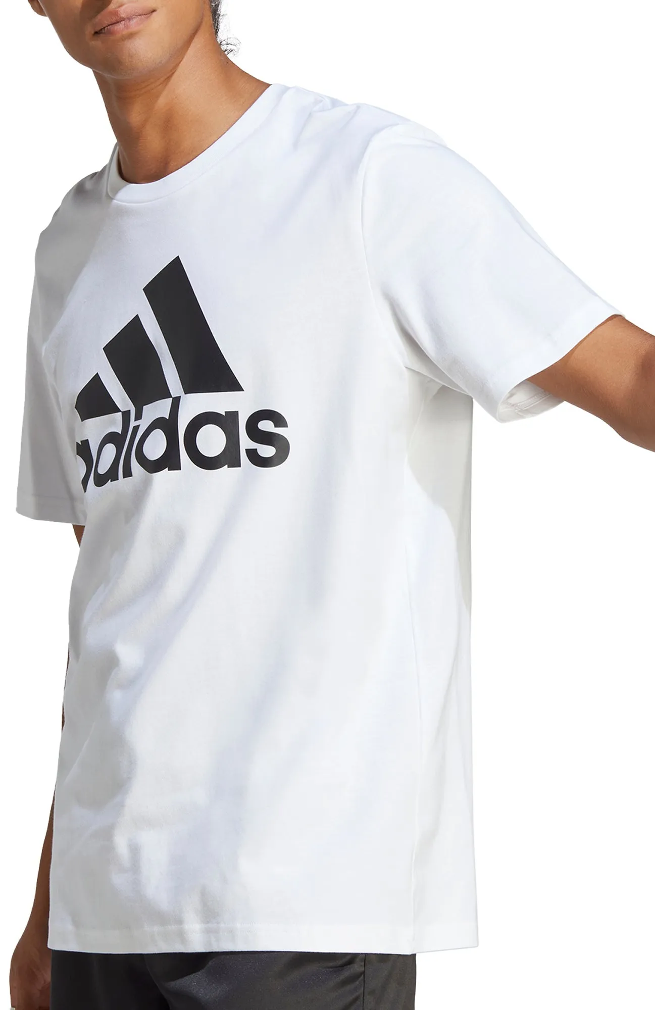 Ethically Sourced Materials Easy Care Fabric adidas Essentials Big Logo Short Sleeve Mens Top - White