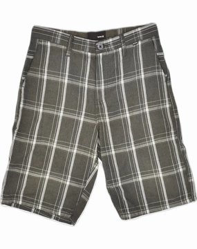 Breathable Waistband HURLEY Mens Casual Shorts W30 Medium Black Check Polyester