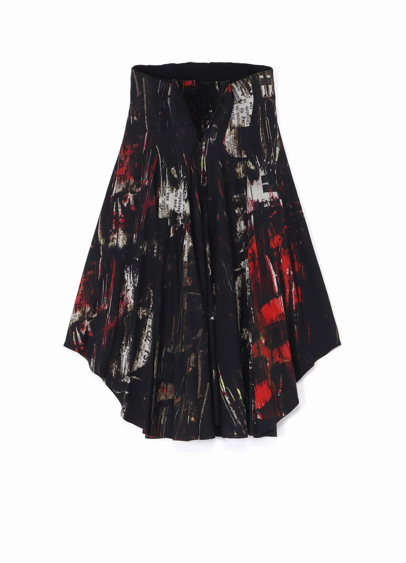 OIL PAINT PRINT LACE-UP DETAIL RAYON SKIRT Functional Design