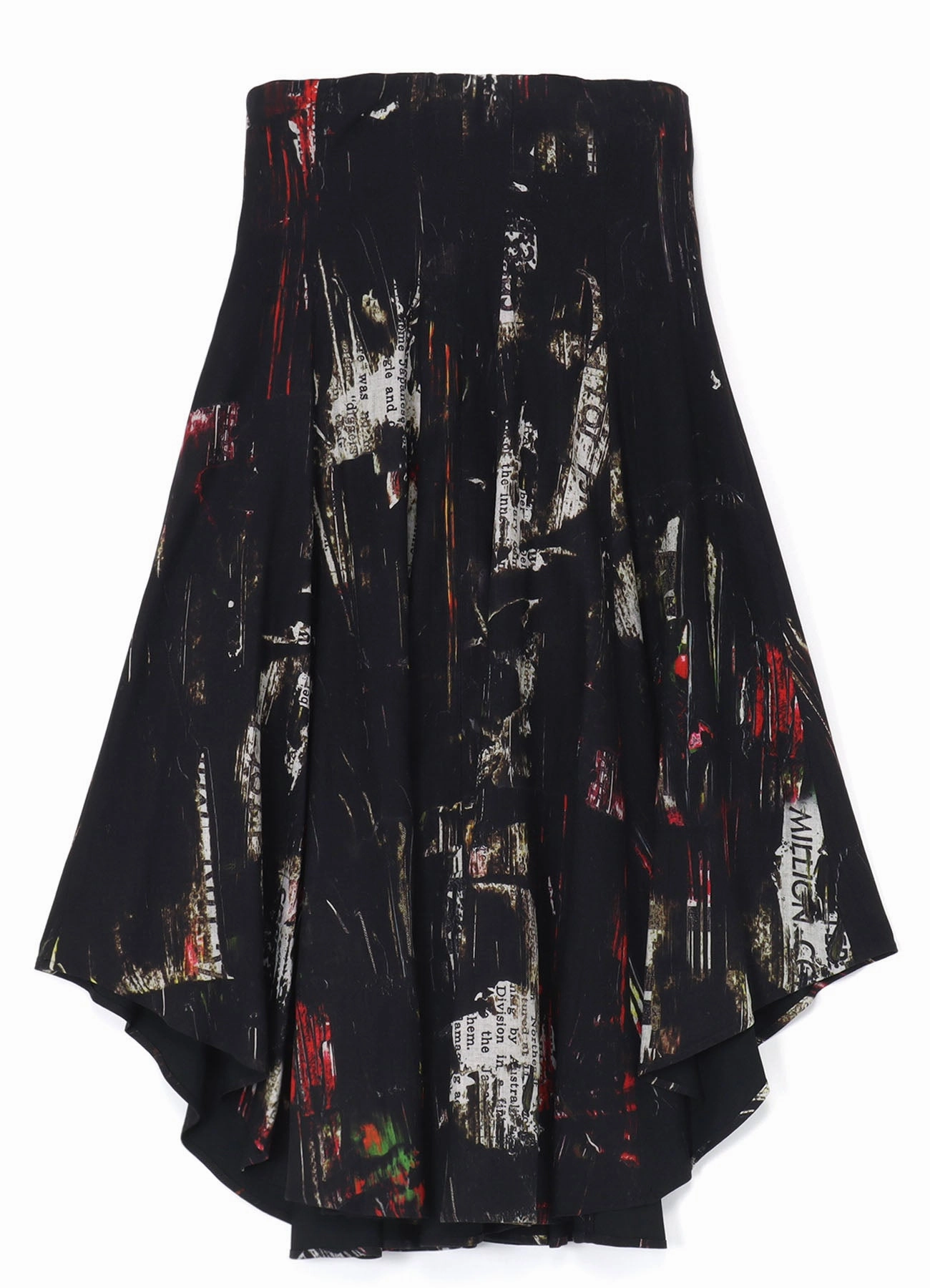OIL PAINT PRINT LACE-UP DETAIL RAYON SKIRT Elastic Cuff