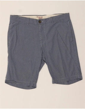 PENGUIN Mens Chino Shorts W33 Medium  Blue Check Cotton Temperature Regulating Material