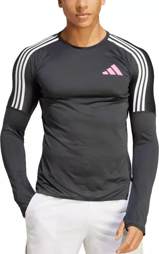 adidas Promo Long Sleeve Mens Running Top - Black Comfortable fit Circular Knit Design