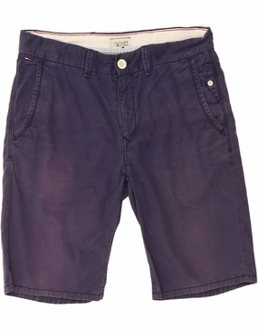 TOMMY HILFIGER Mens Chino Shorts W32 Medium Navy Blue Cotton Seamless Waistband Chic Design