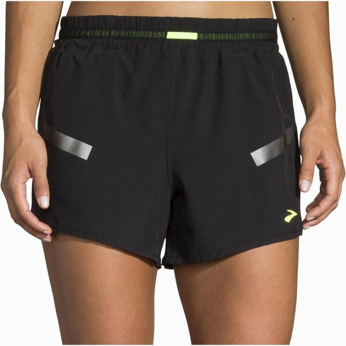 Fit Tech Anti Slip Waist Grip Brooks Carbonite 4 Inch Womens Running Shorts - Black