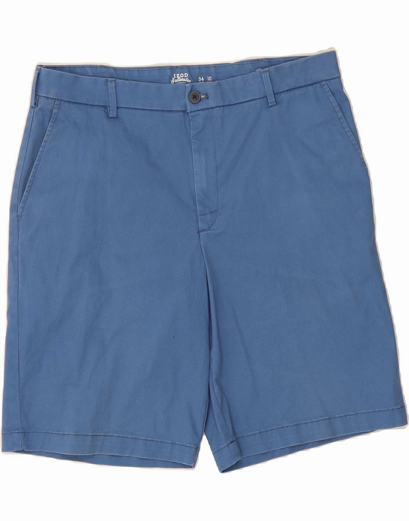 IZOD Mens Chino Shorts W34 Large Blue Cotton Quick Layer Wear Flexible Gusset