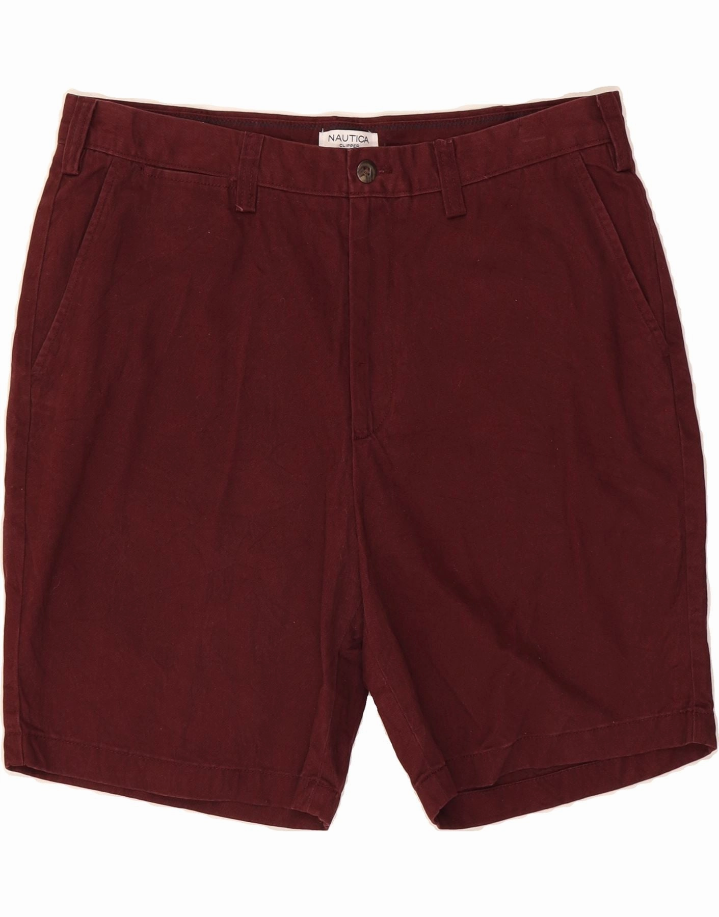 Cozy Style WrinkleFreeFabric NAUTICA Mens Clipper Chino Shorts W36 Large  Burgundy Cotton