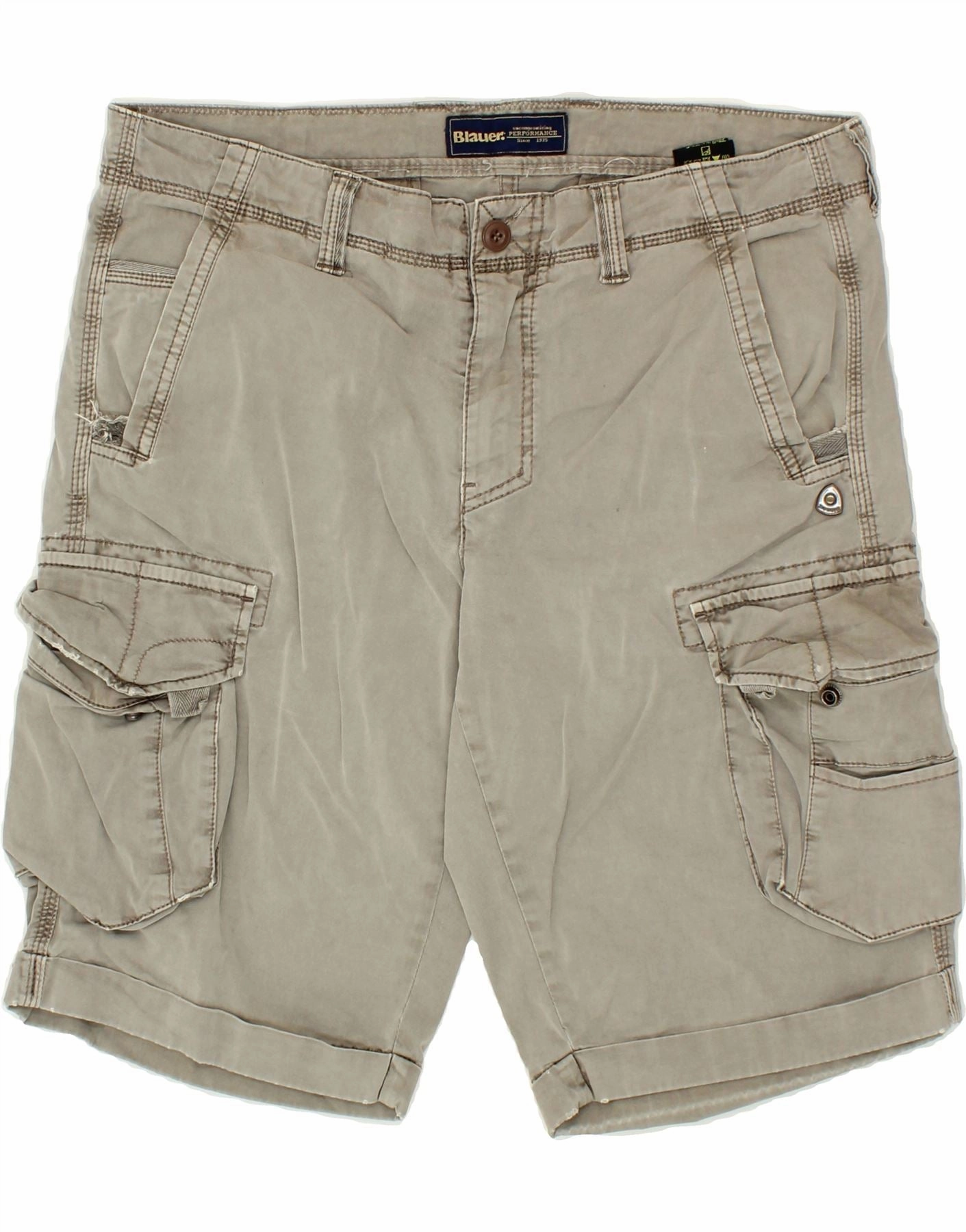 BLAUER Mens Cargo Shorts W33 Medium Grey Elastic waist