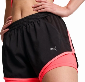 Style Basic Laser Cut Edges Puma Velocity 2 In 1 Womens Running Shorts - Black