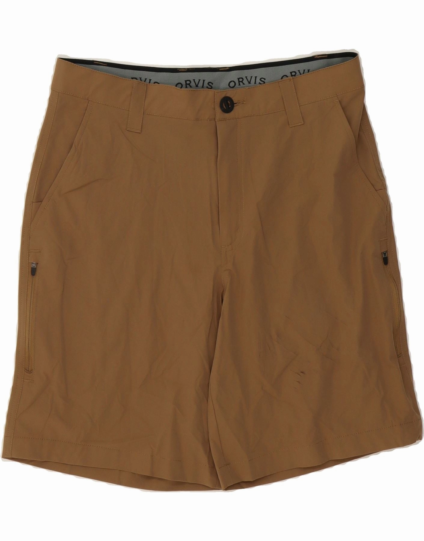 ORVIS Mens Cargo Shorts W32 Medium Brown Polyester Quick Layer
