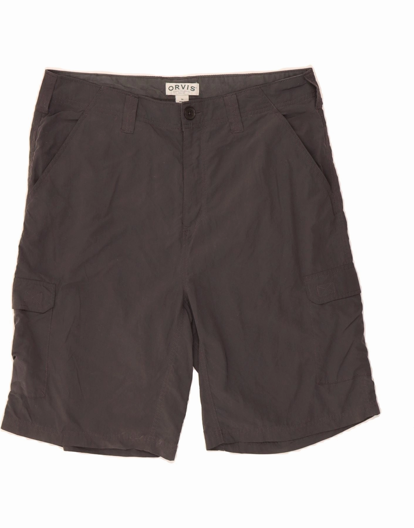 No Cling Easy Comfort Fit ORVIS Mens Cargo Shorts W36 Large  Grey Nylon