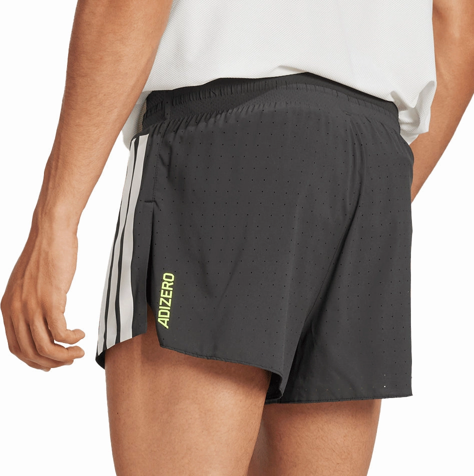 Anti Static Finish Reflective accents adidas Adizero 3 Inch Split Mens Running Shorts - Black