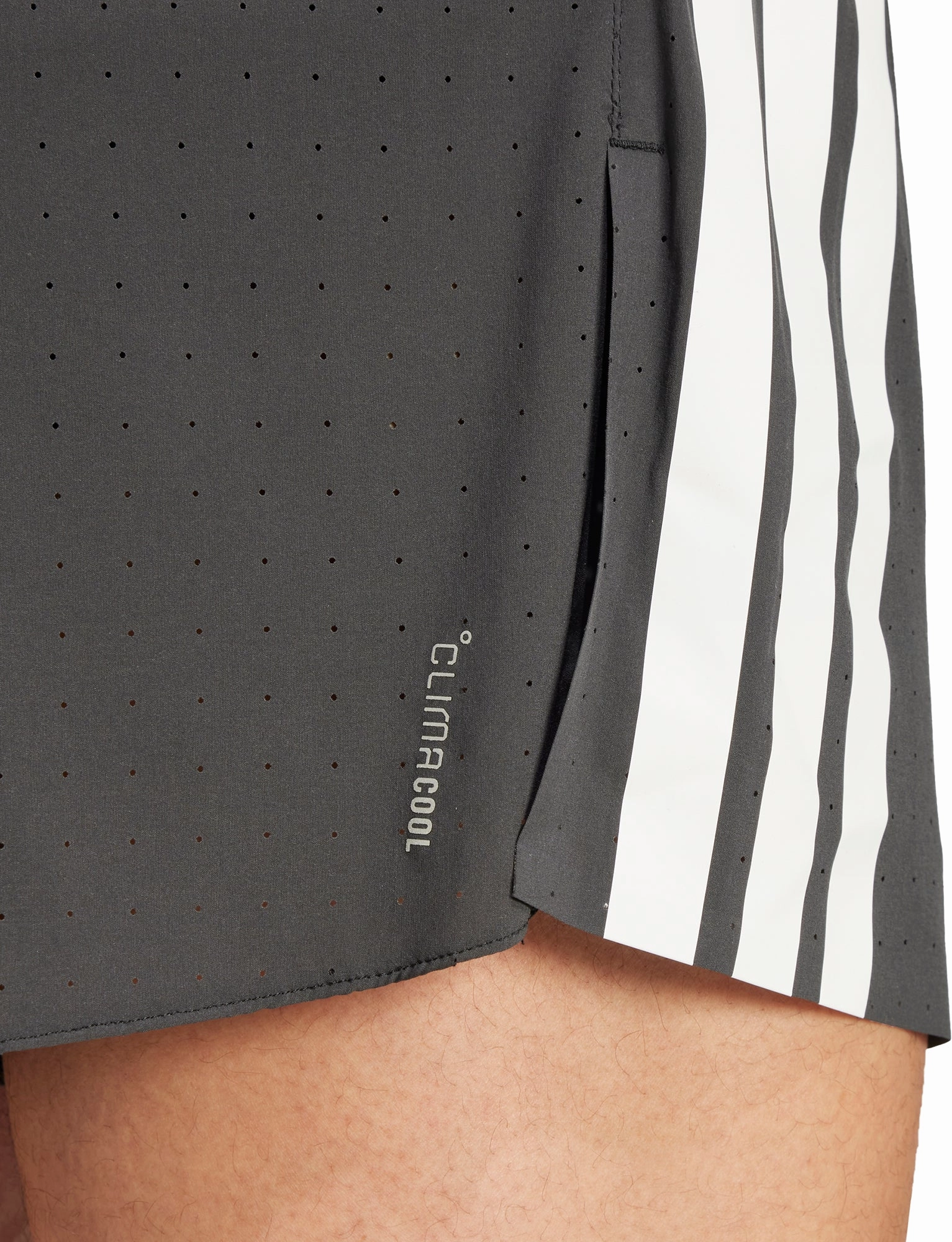 adidas Adizero 3 Inch Split Mens Running Shorts - Black Heels Rubberized Waistband