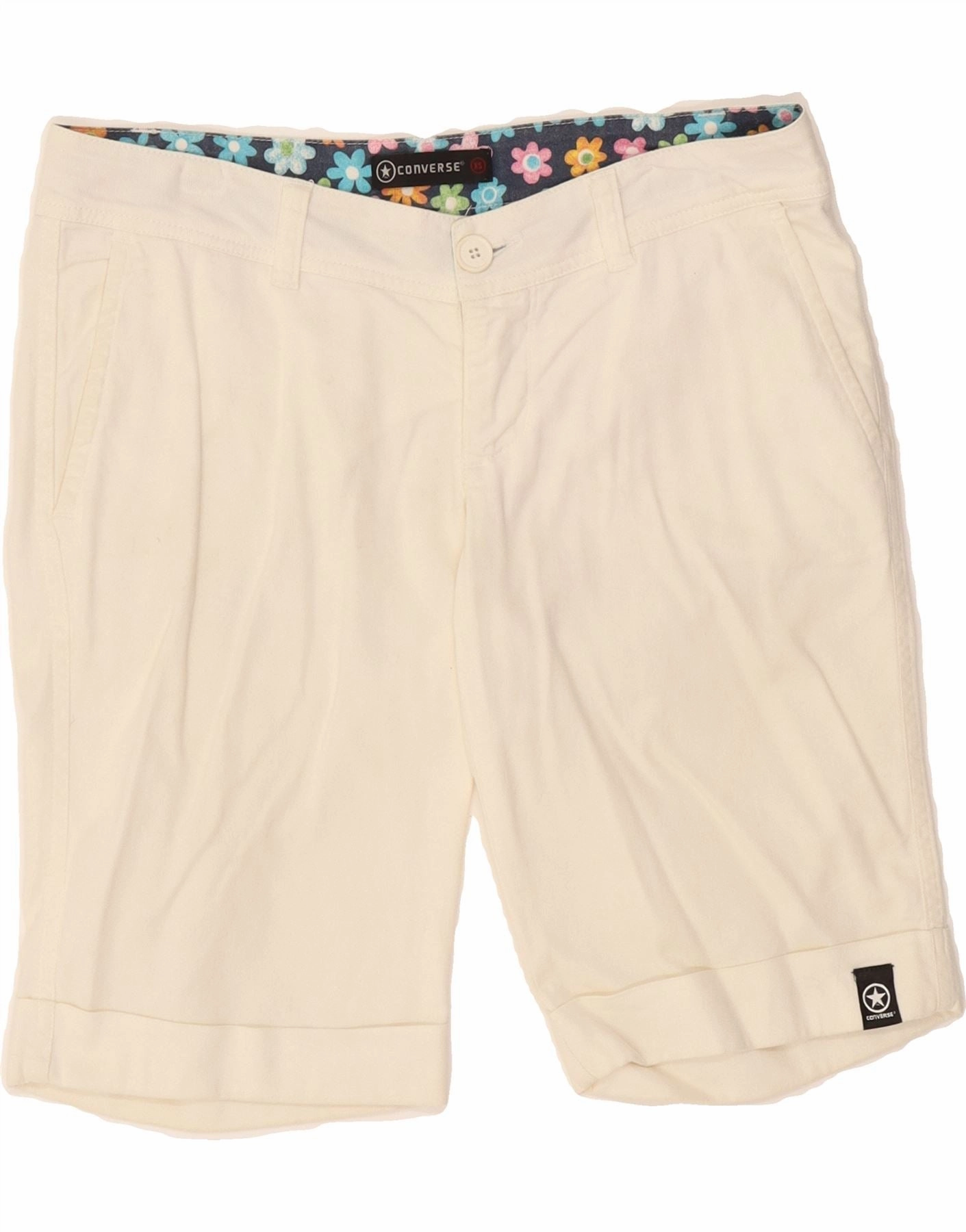 CONVERSE Mens Chino Shorts XS W30 White Cotton Modern Aesthetic