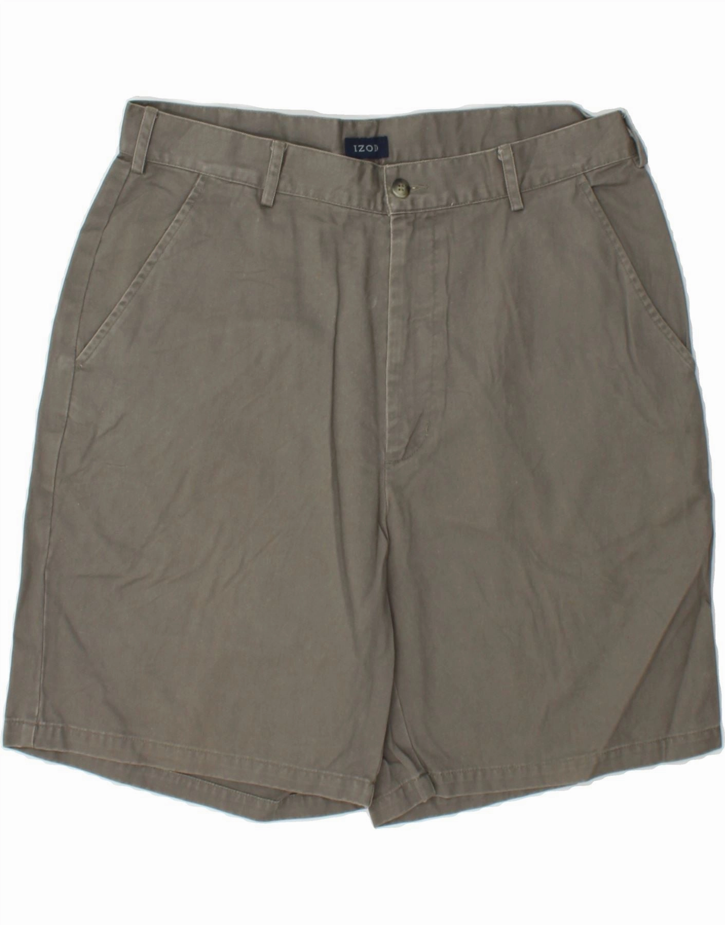 Extended Inseam Options IZOD Mens Chino Shorts W34 Large Grey Cotton