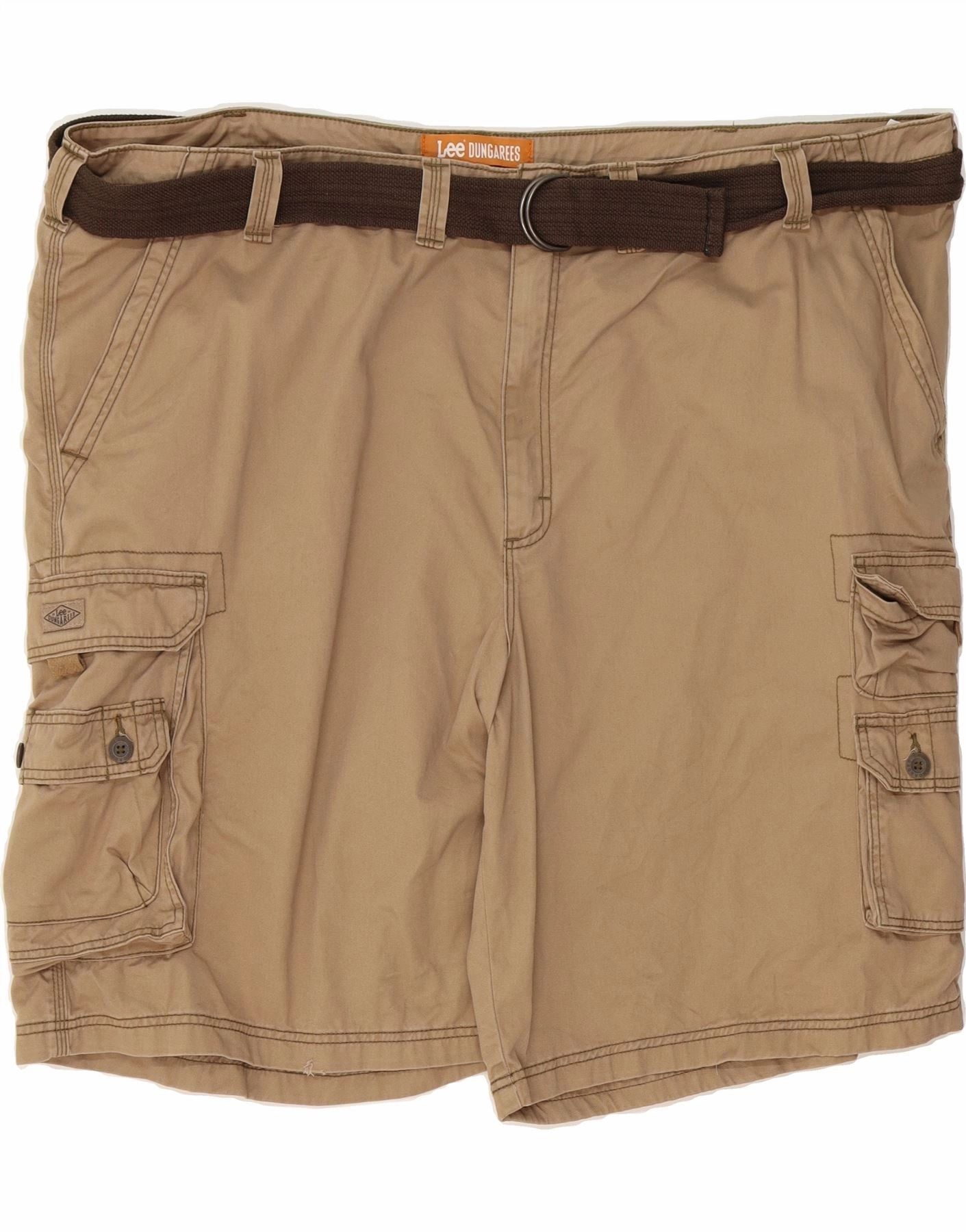 Seamless Comfort LEE Mens Cargo Shorts W52 5XL Beige Cotton