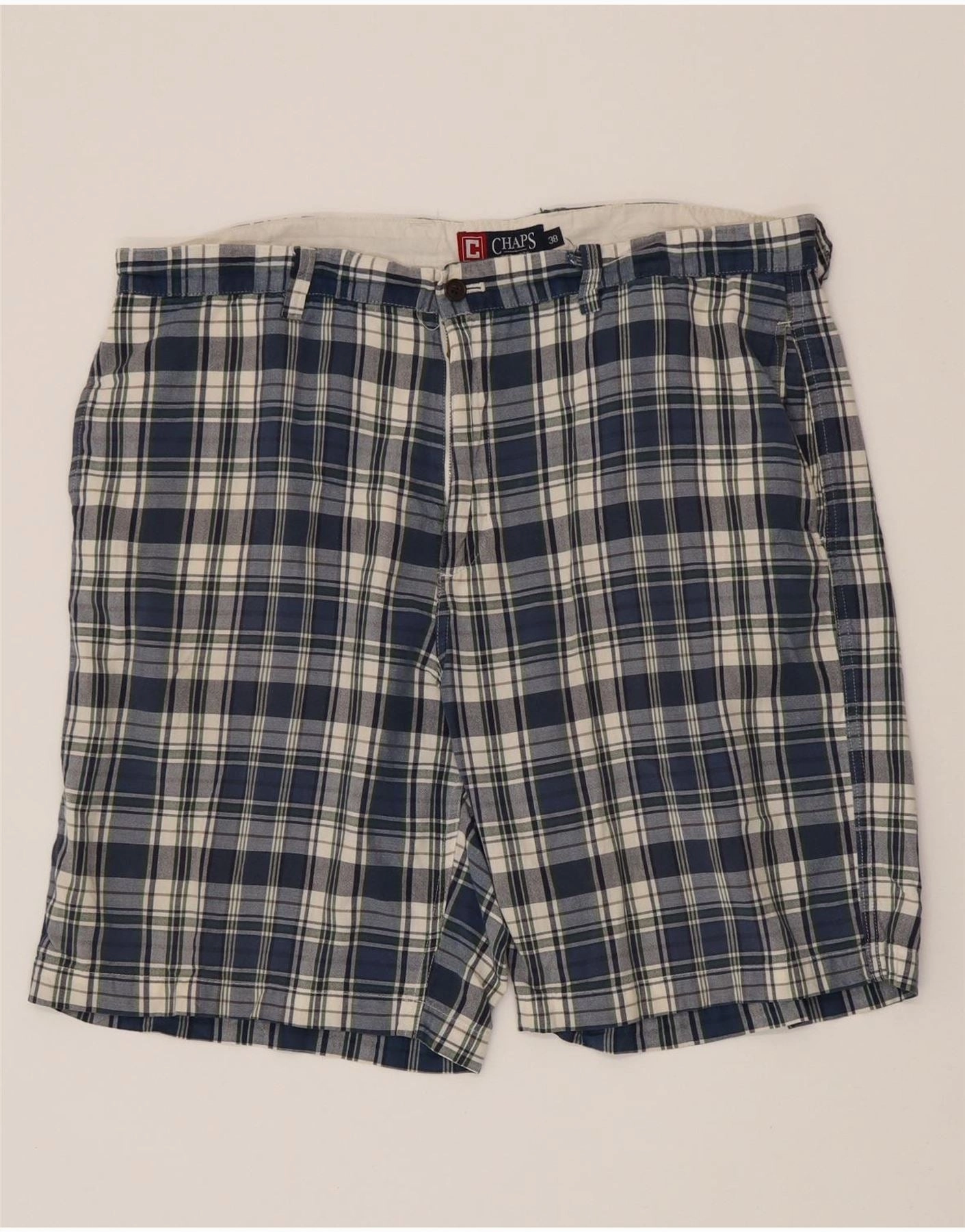 Comfortable Design Eco Certified Dye CHAPS Mens Chino Shorts W38 XL Navy Blue Check Cotton