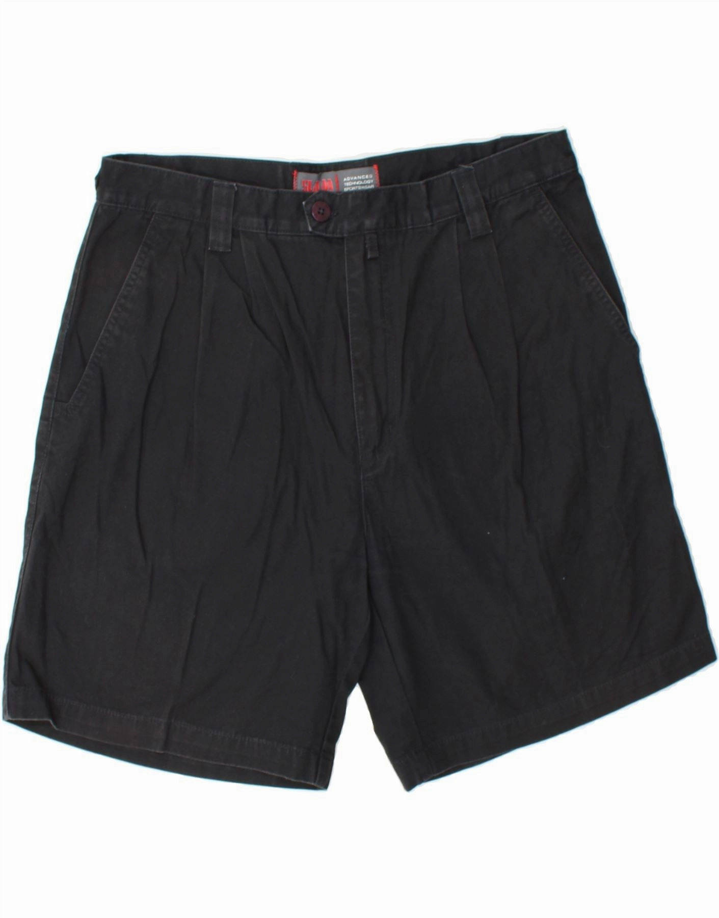 SLAM Mens Pegged Chino Shorts IT 50 Large W34 Black All Comfort FasteningLoops