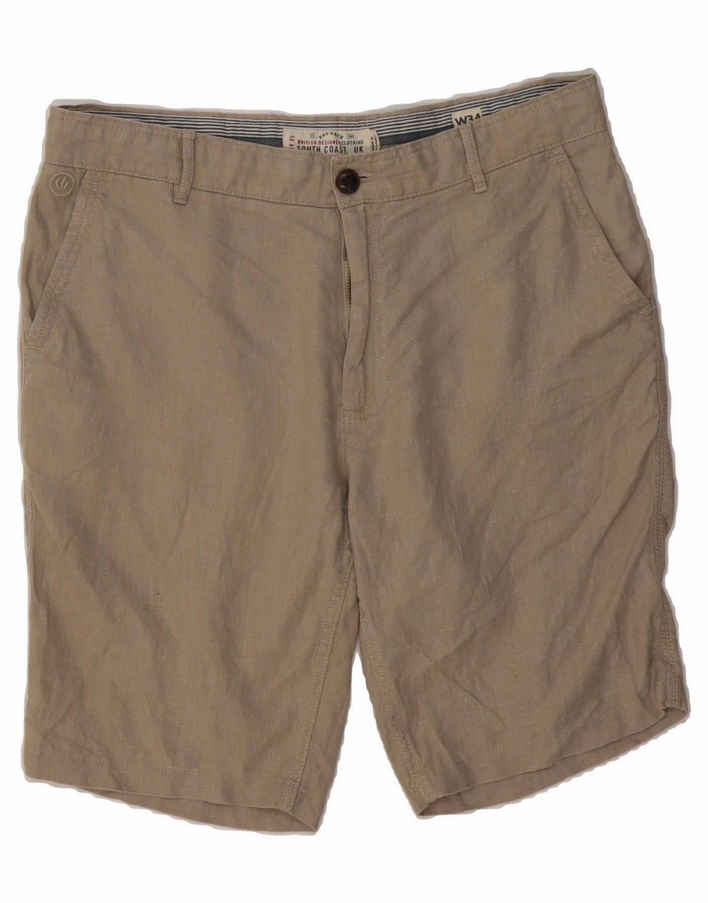 denim alternative FAT FACE Mens Chino Shorts W34 Large Beige Linen