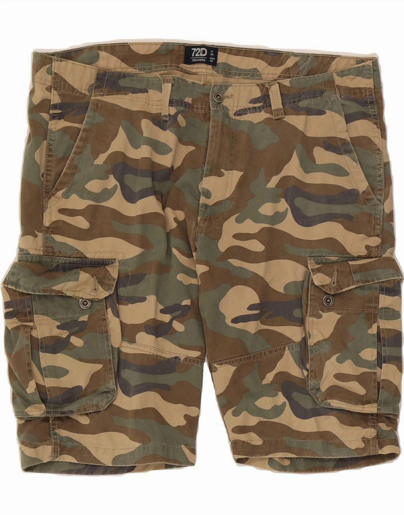 OVS Mens Cargo Shorts W40 XL Brown Camouflage Cotton Trendy Mood Hypoallergenic fabric