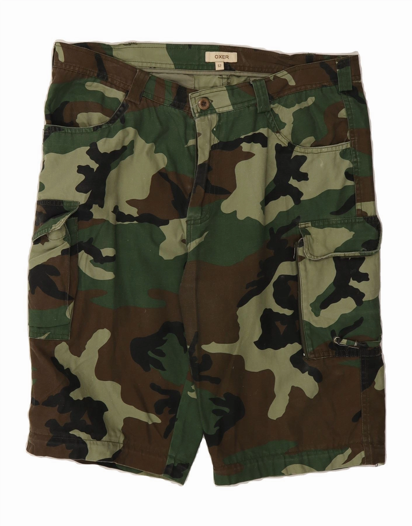 scarf OXER Mens Cargo Shorts IT 52 XL W36 Green Camouflage Cotton