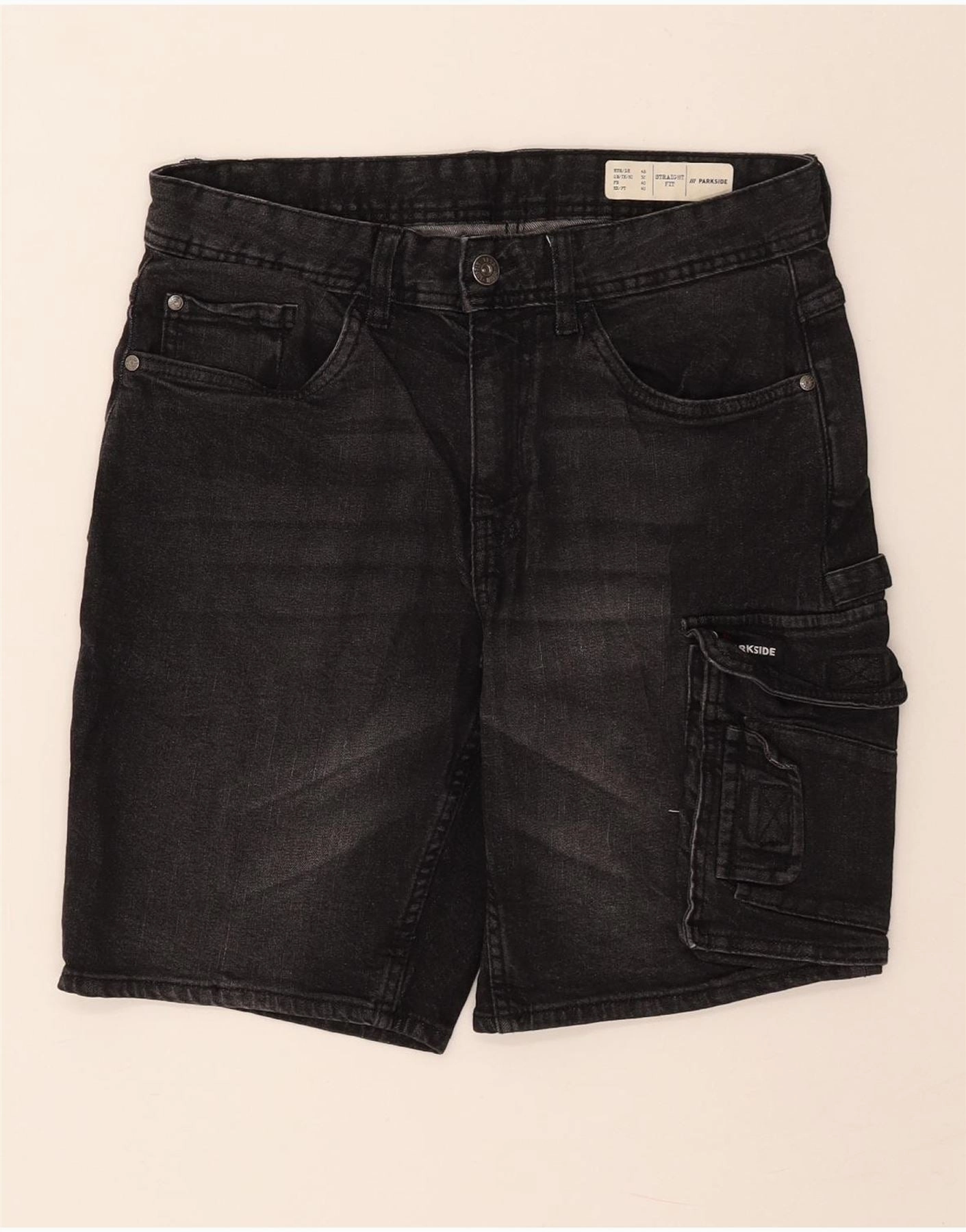 PARKSIDE Mens Cargo Denim Shorts W32 Medium Black Cotton ski wear
