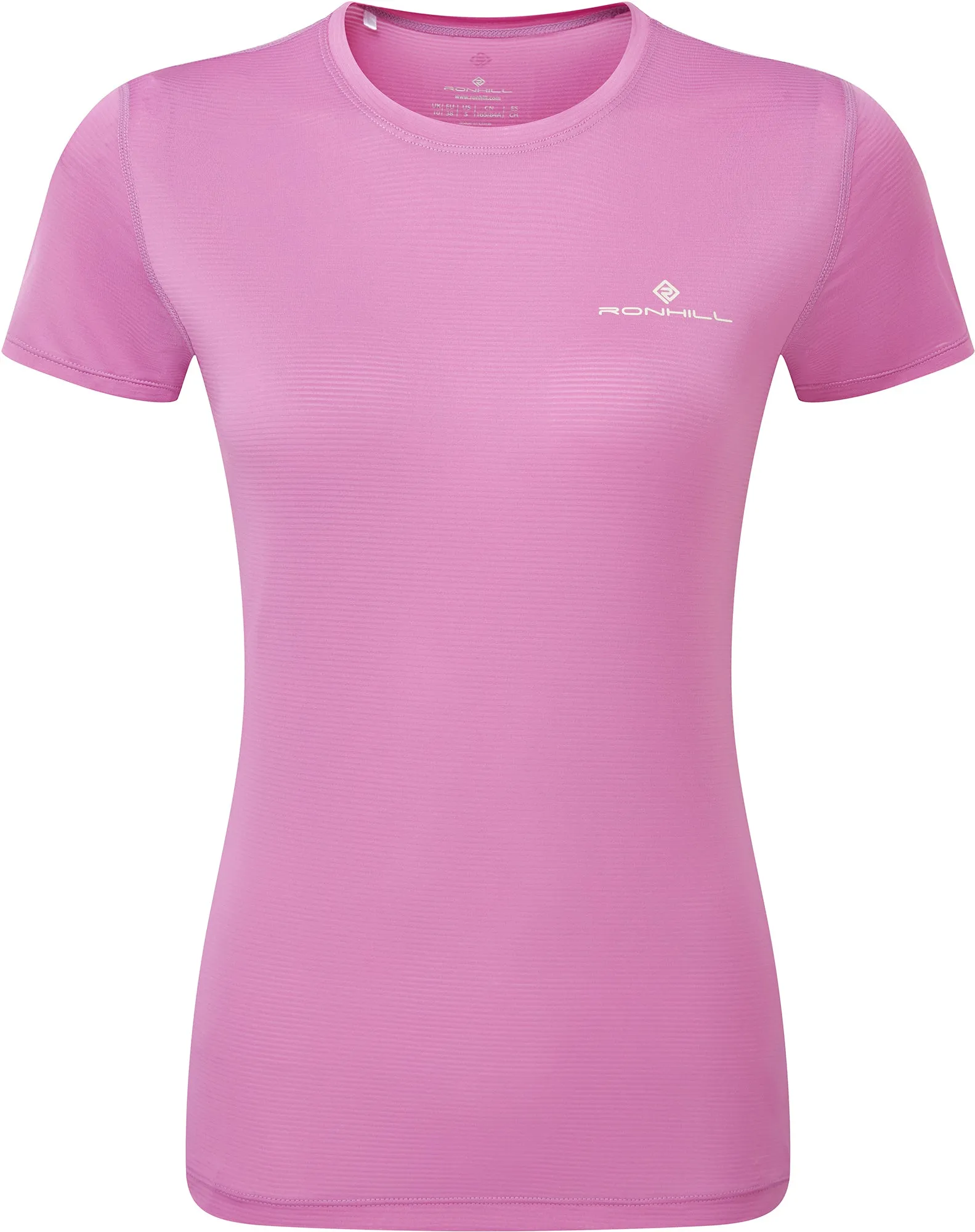 Ronhill Tech Short Sleeve Womens Running Top - Pink Seam Free Edging