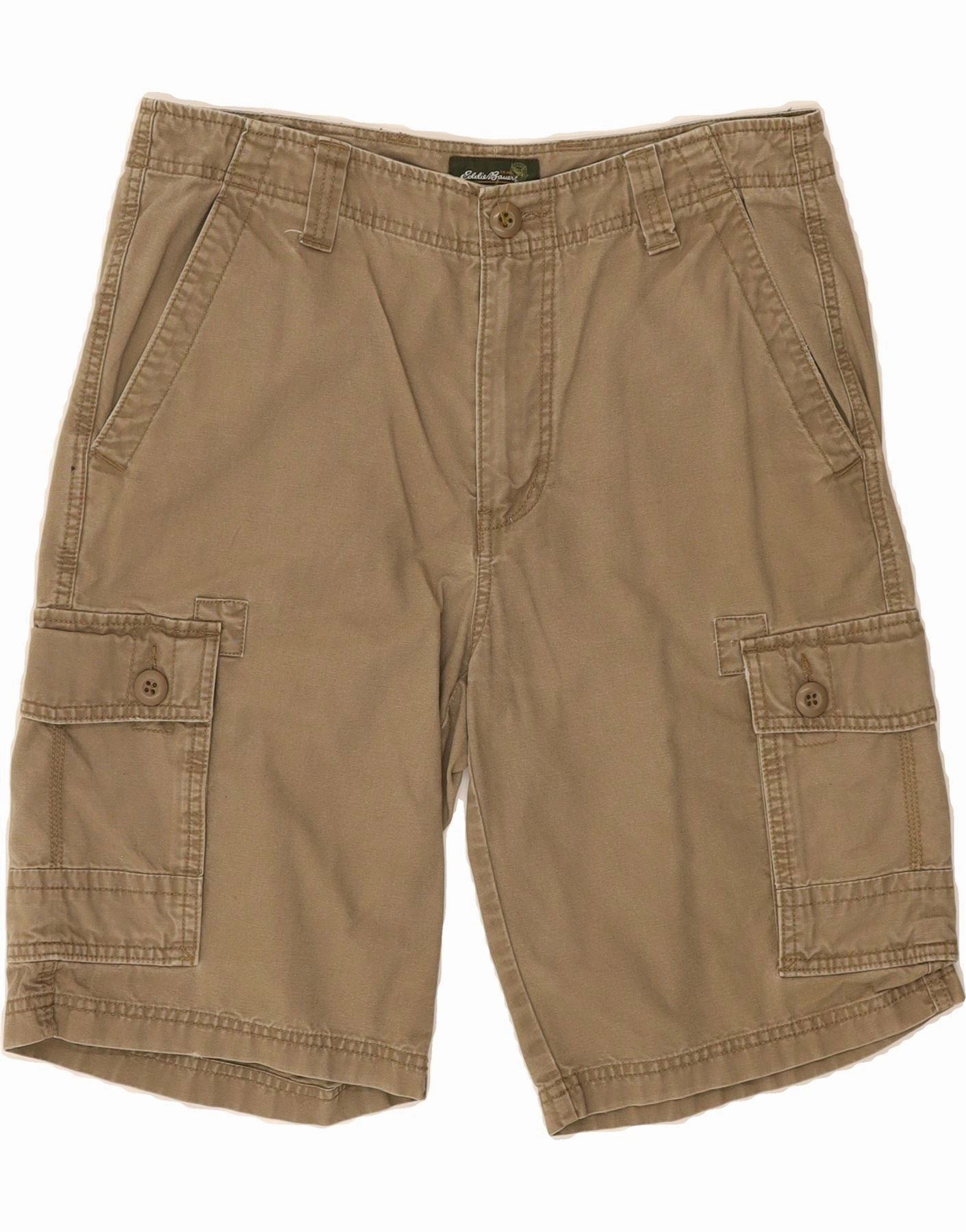 Easy Layering EDDIE BAUER Mens Cargo Shorts W32 Medium Beige Cotton