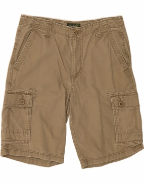 Easy Layering EDDIE BAUER Mens Cargo Shorts W32 Medium Beige Cotton