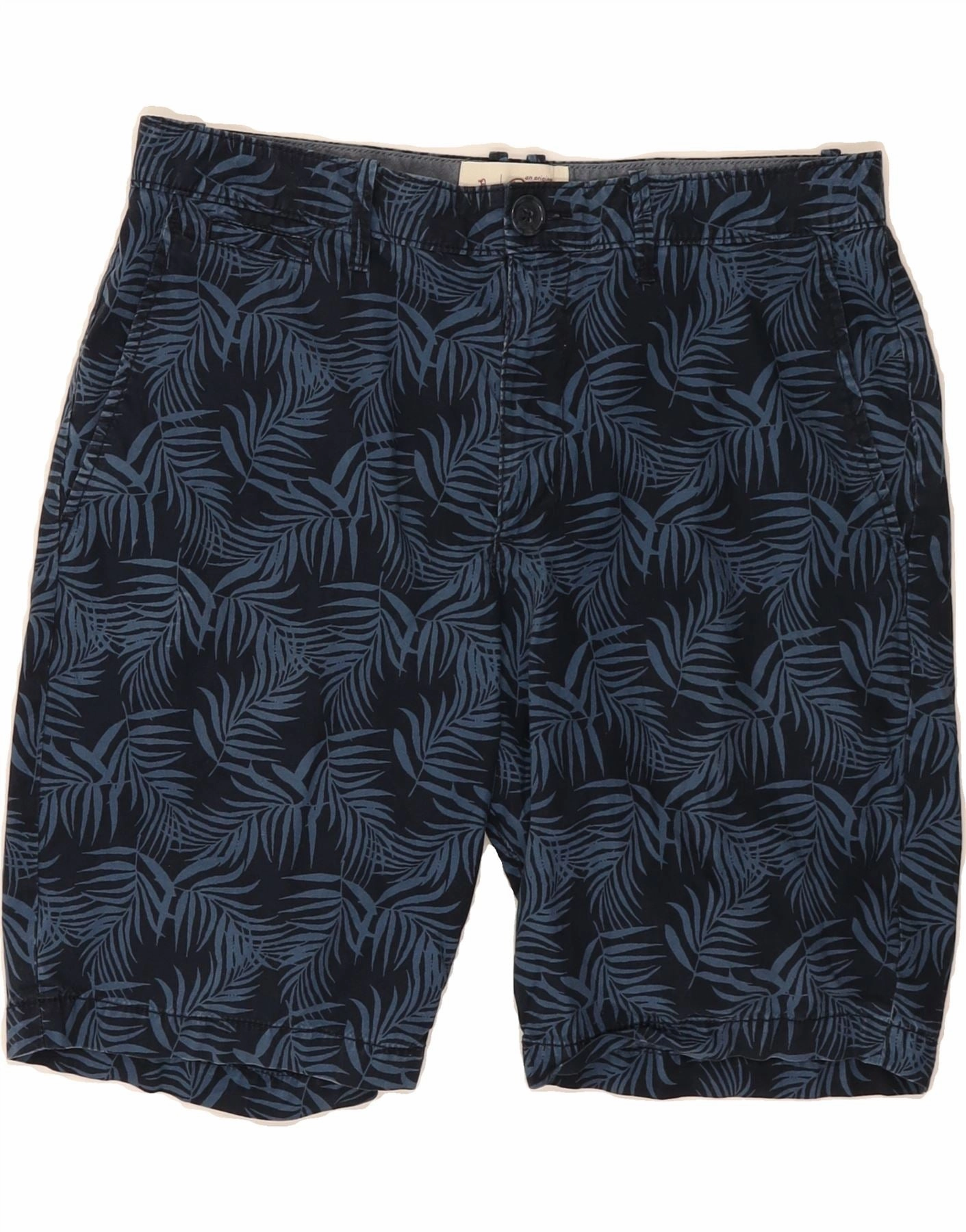 PENGUIN Mens Abstract Pattern Chino Shorts EU 48 Medium W32  Navy Blue Simple Comfort Thermoregulating Fabric