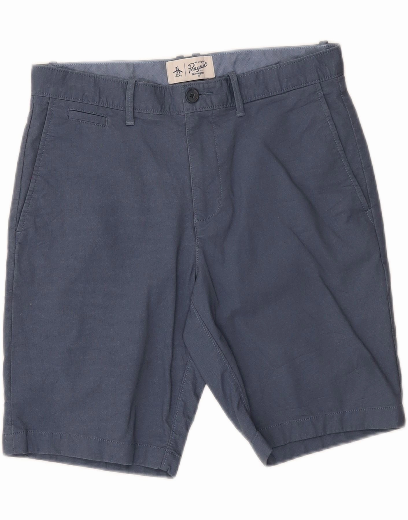 Clean Fabric Quick Change Friendly PENGUIN Mens Chino Shorts W30 Medium Blue Cotton