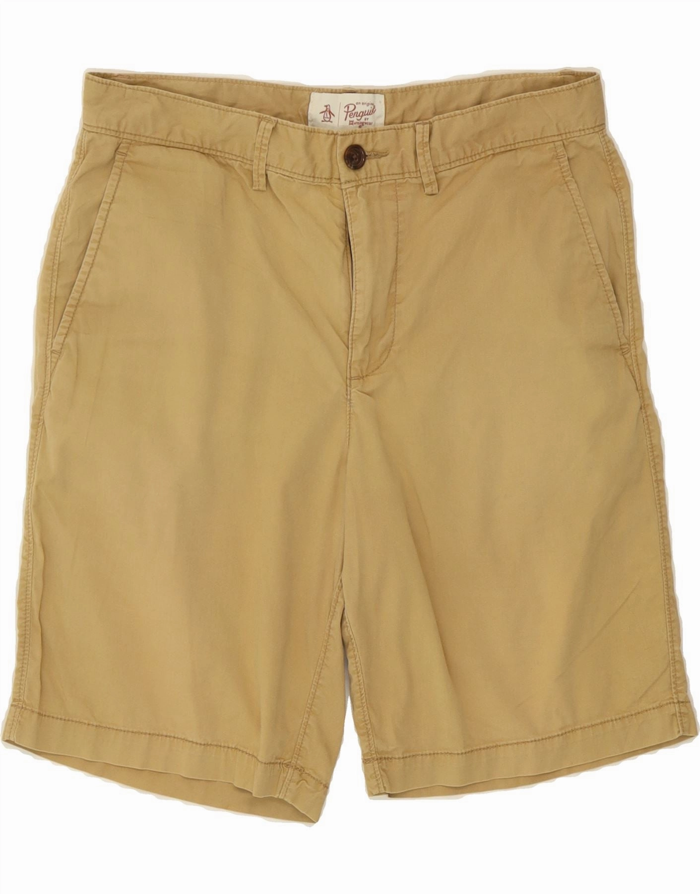 Sporty Chic PENGUIN Mens Chino Shorts W32 Medium Beige Cotton