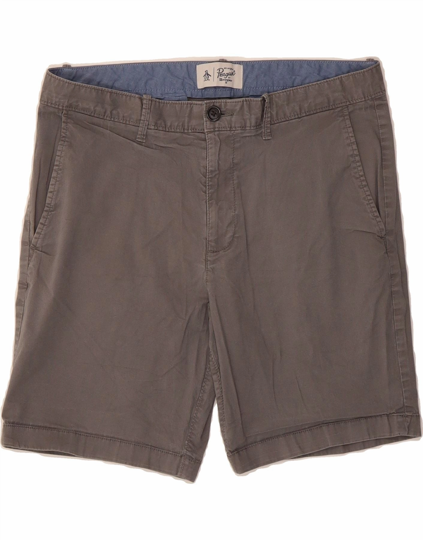 PENGUIN Mens Chino Shorts W33 Medium  Grey Cotton Warm Look Airflow channels