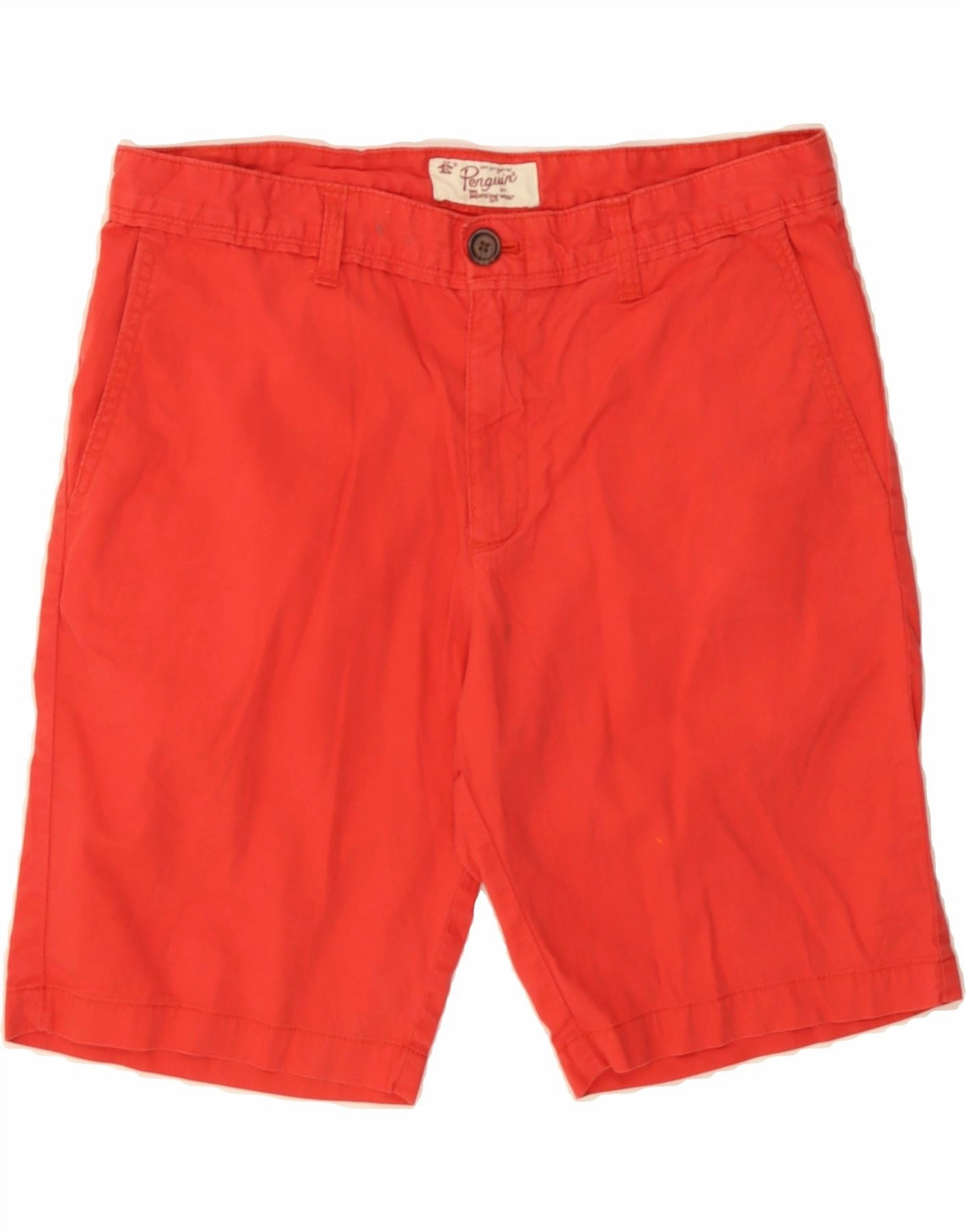 PENGUIN Mens Chino Shorts W34 Large Red Cotton Value for Money