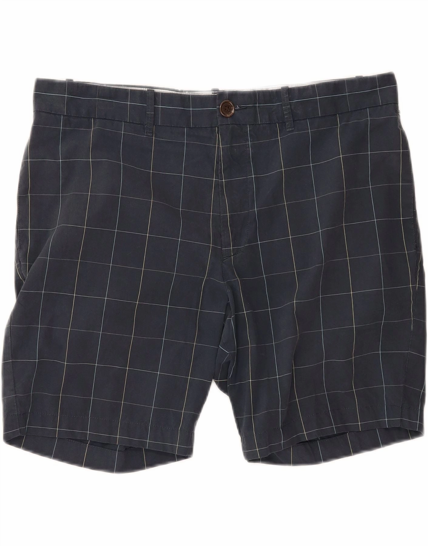 PENGUIN Mens Chino Shorts W36 Large Navy Blue Check Cotton Versatile Design