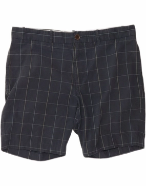 PENGUIN Mens Chino Shorts W36 Large Navy Blue Check Cotton Versatile Design