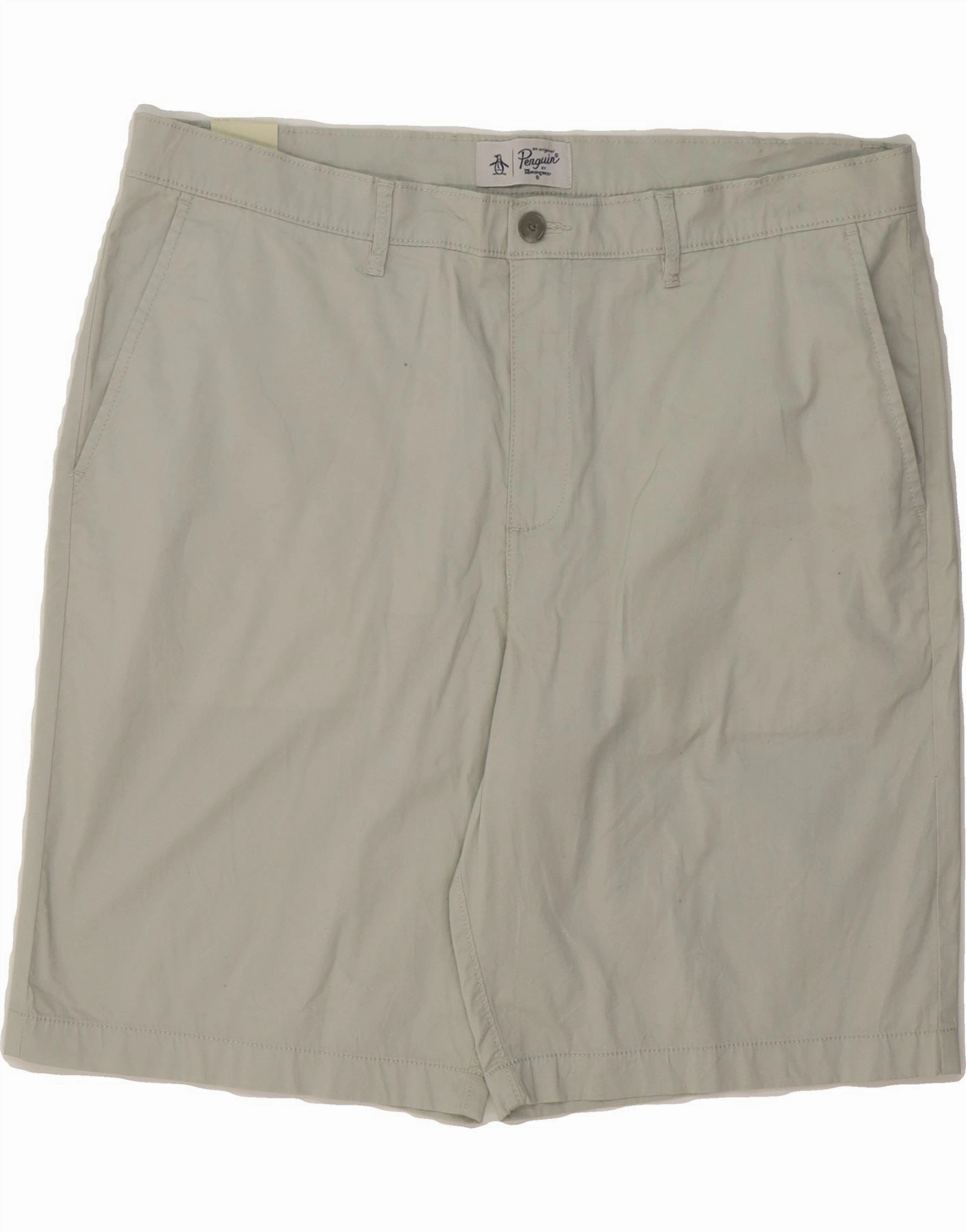 Perfect Comfort PENGUIN Mens Chino Shorts W38 XL Green Cotton