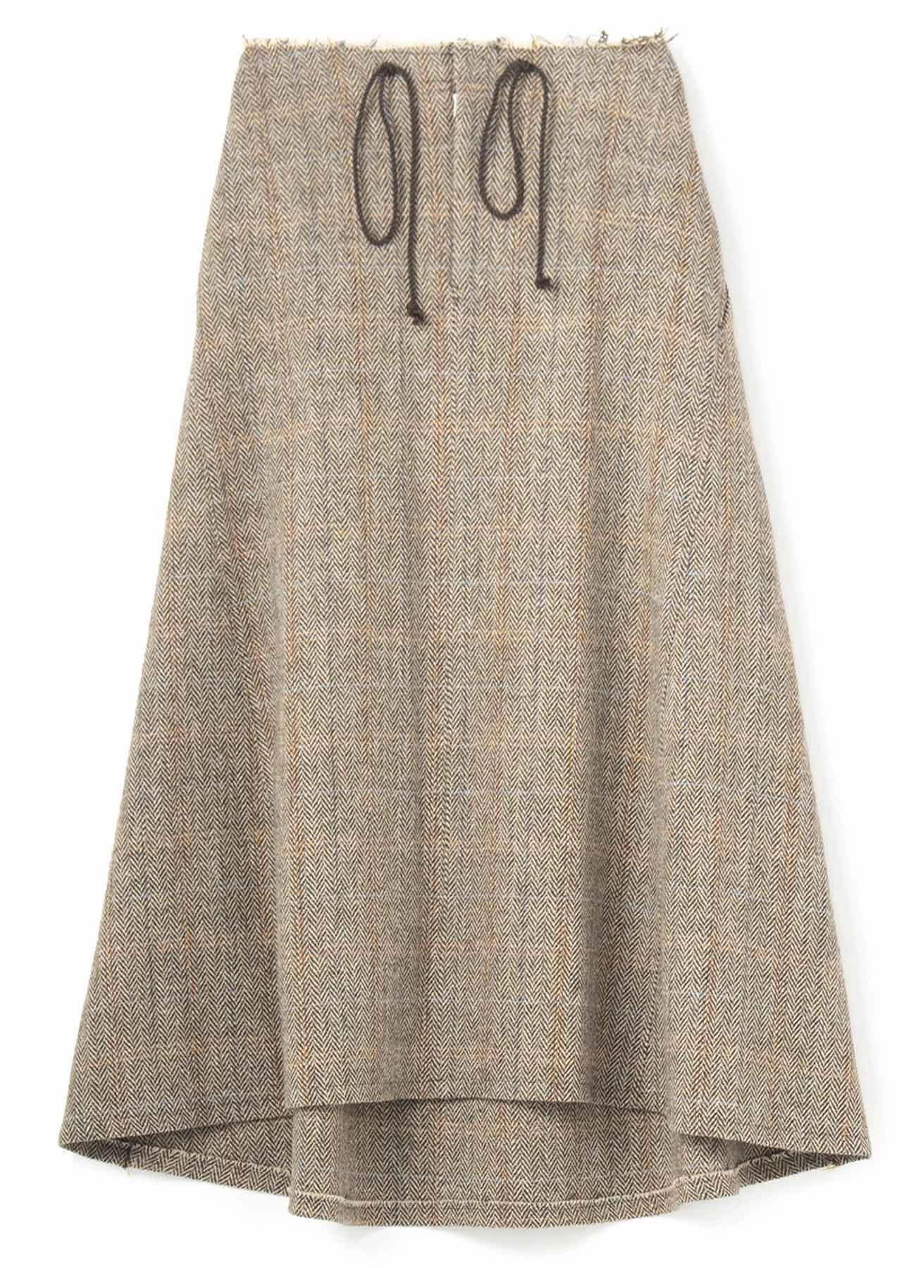WOOL BRITISH TWEED BACK DROP SKIRT Wrinkle-Resistant Ripstop Texture