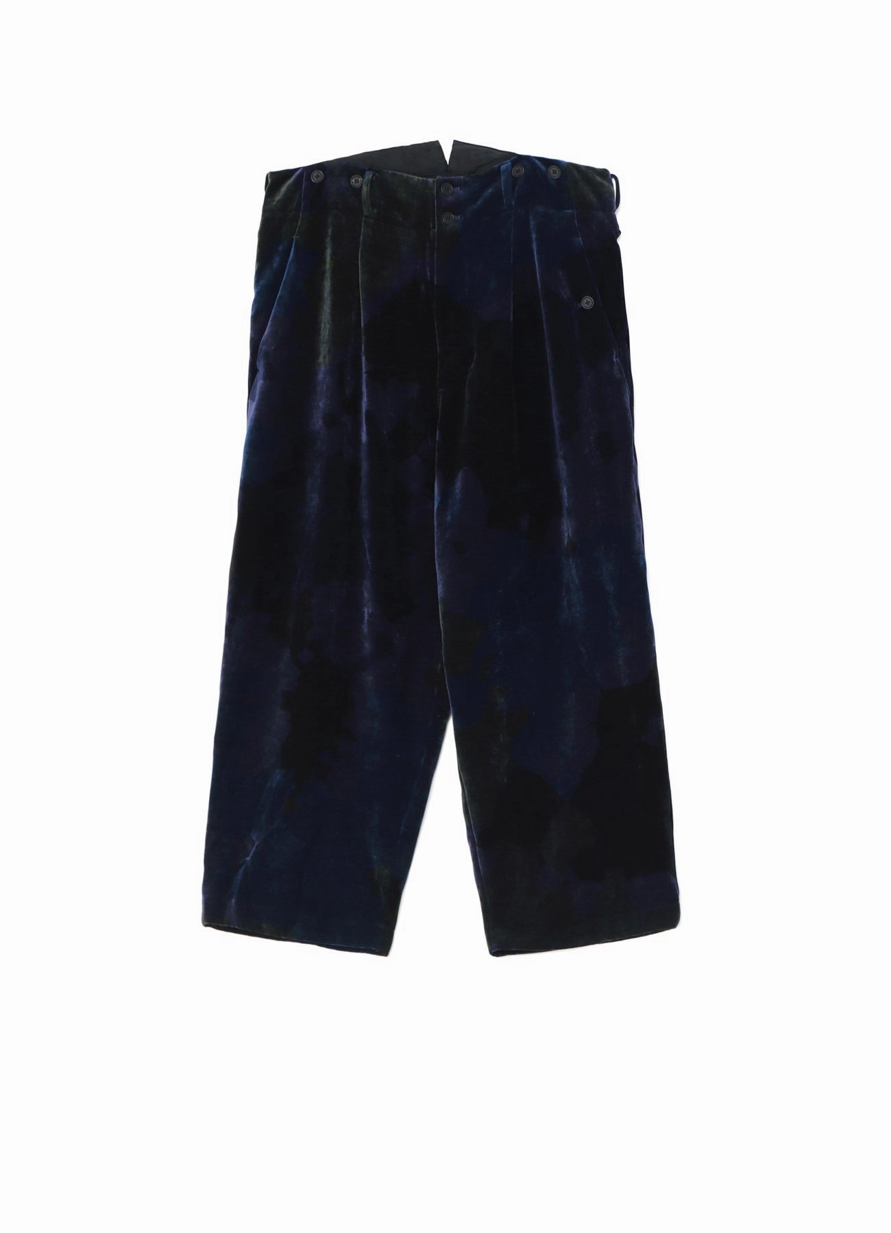 TIE-DYE VELVET SUSPENDER PANTS WITH TRIANGLE GUSSET Dressy look Quick Wear Fit