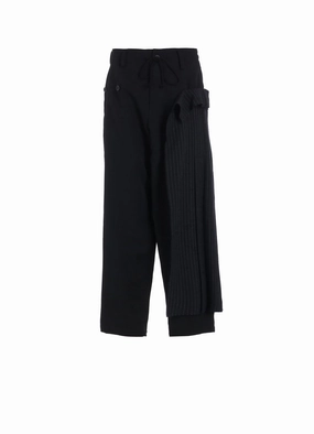 WASHER WOOL GABARDINE PLEATED WRAP PANTS NonRestrictiveFit