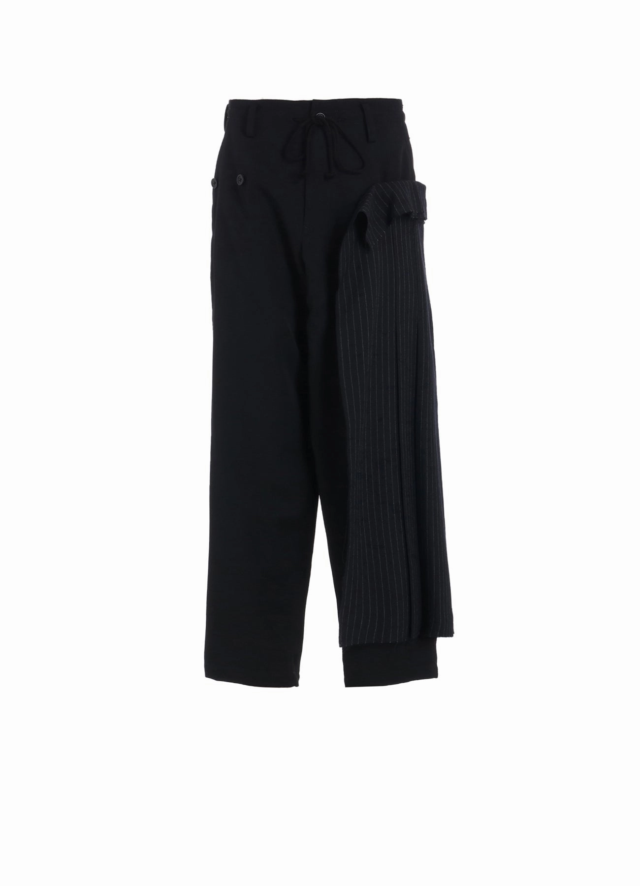 WASHER WOOL GABARDINE PLEATED WRAP PANTS NonRestrictiveFit