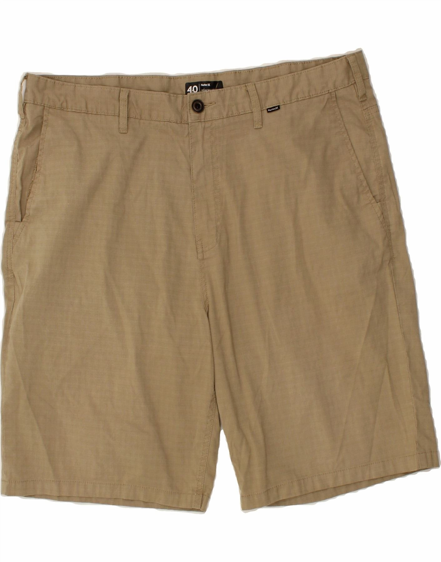 HURLEY Mens Chino Shorts W40 XL Beige Striped Chill Comfort Fit Weekend Comfort