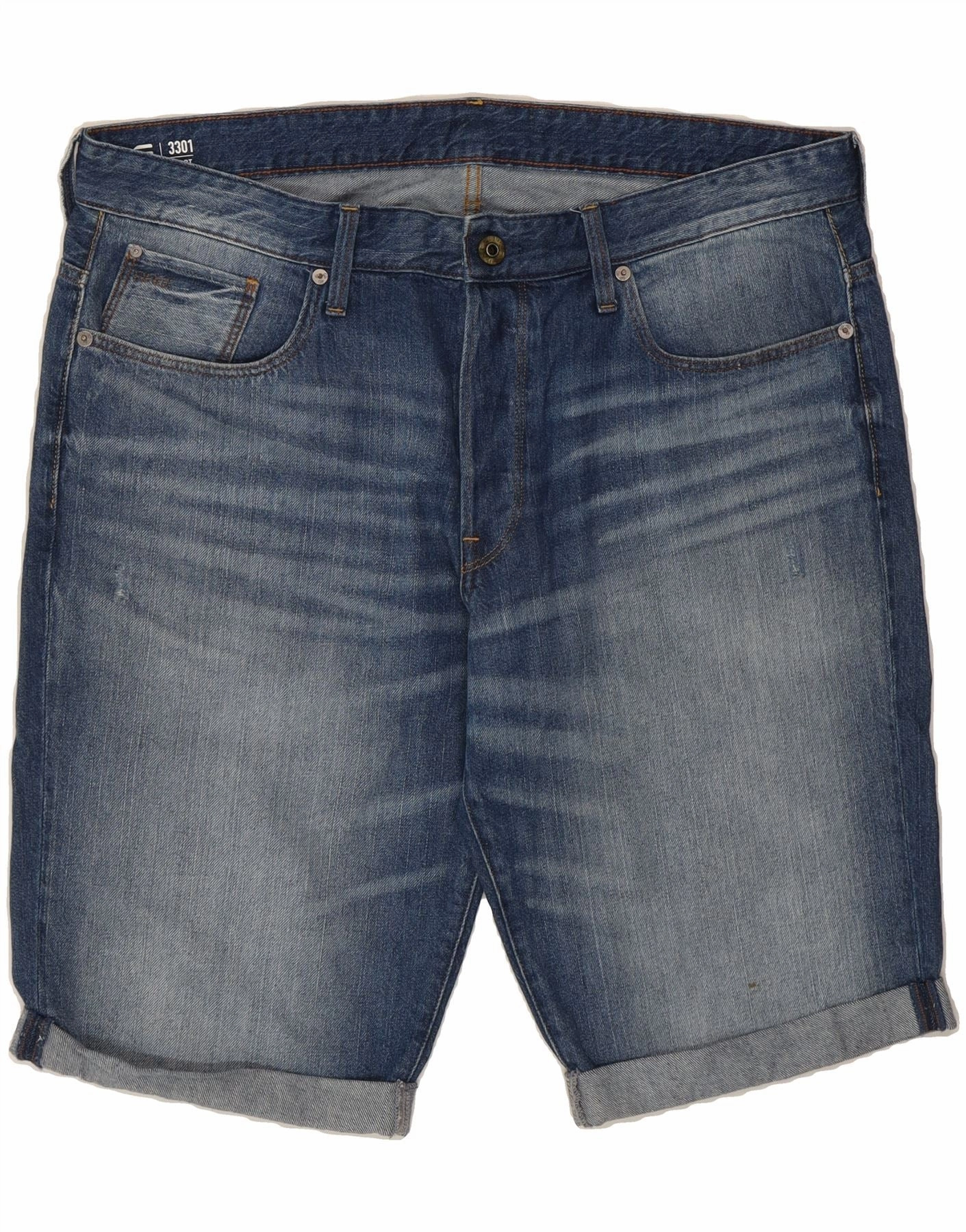 G-STAR Mens Denim Shorts W38 XL Blue Tear Resistant Panels Multi Pocket Functionality