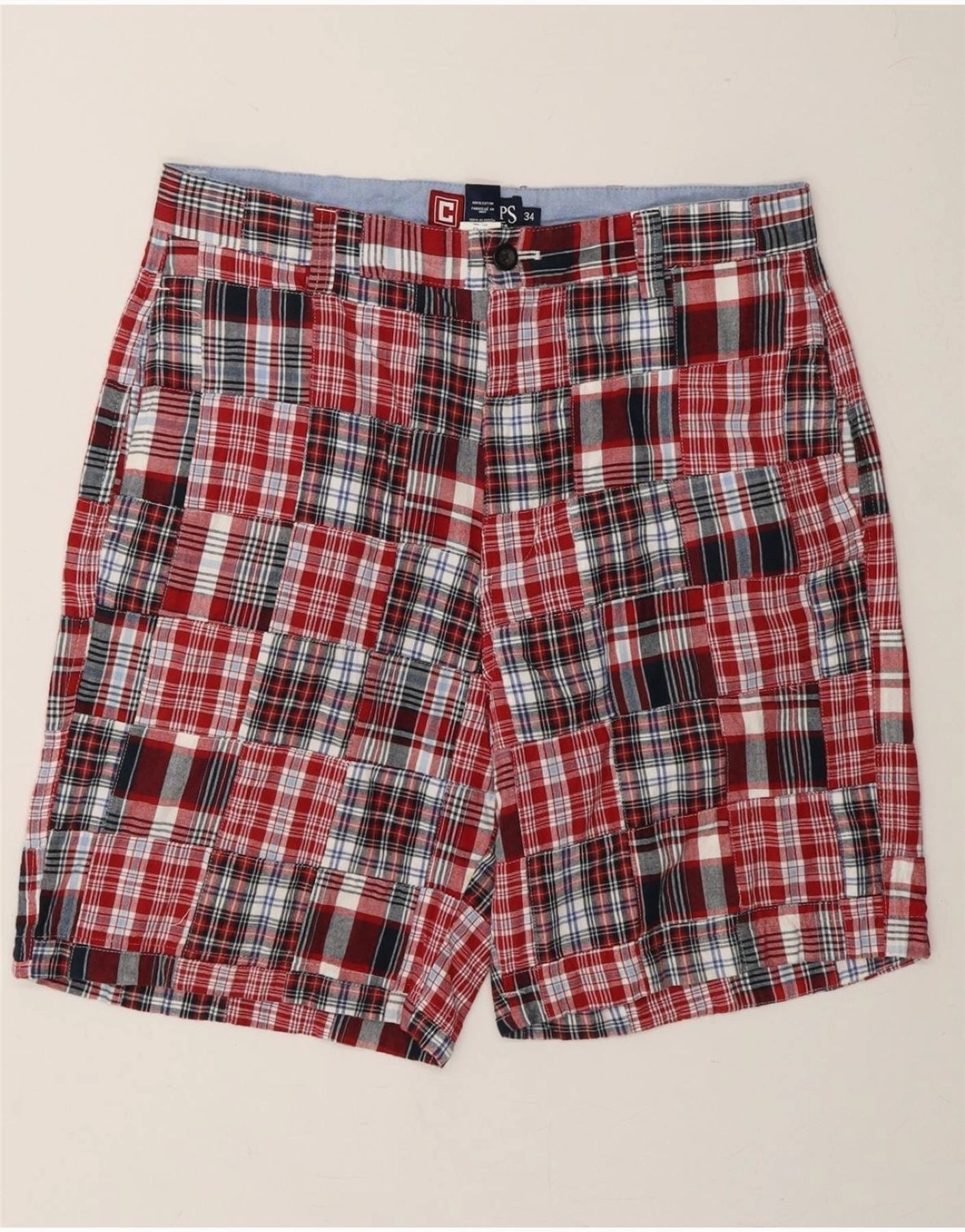 Urban Flex Fitness Ready CHAPS Mens Chino Shorts W34 Large  Red Check Cotton