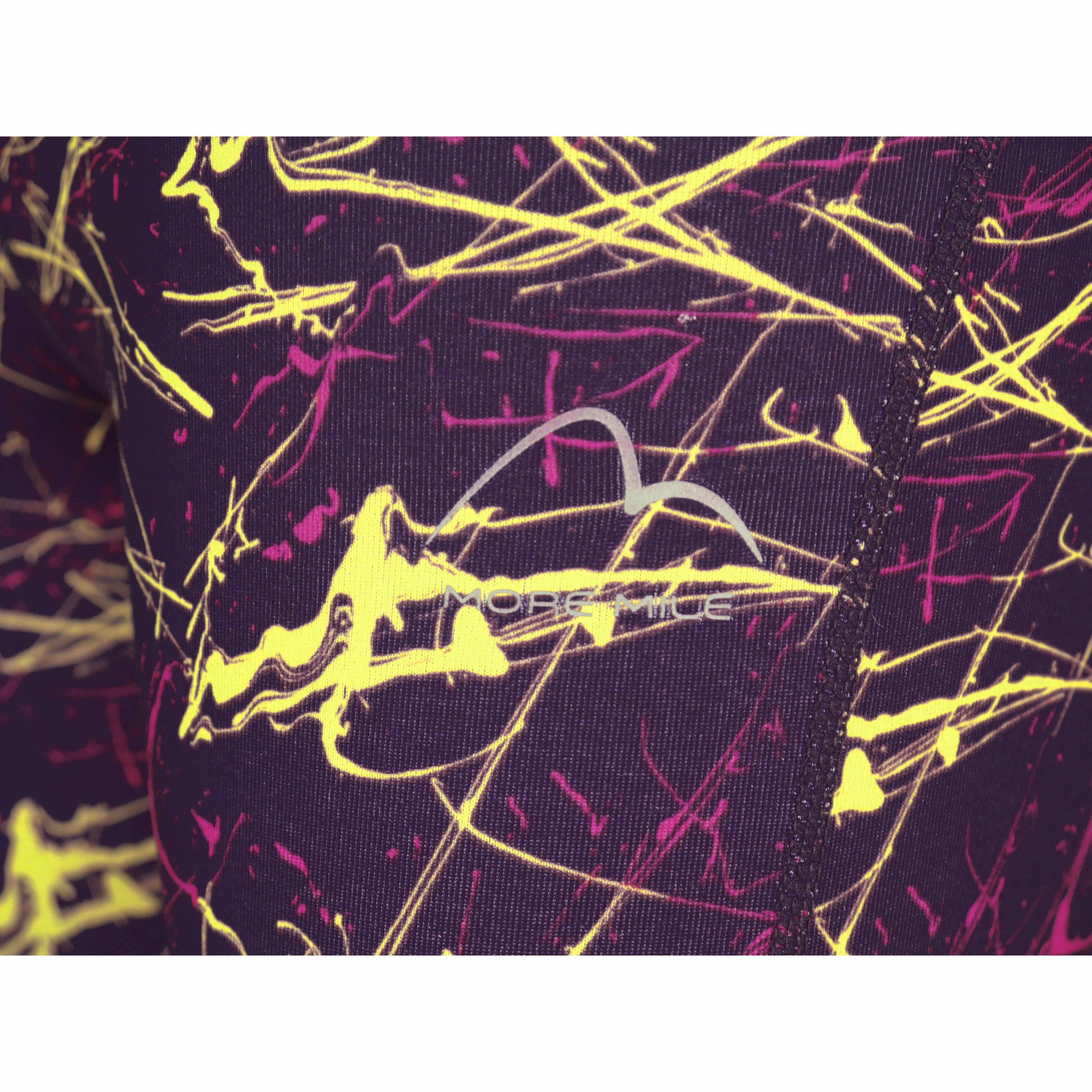 More Mile Go For It Printed Womens Long Running Tights - Purple quick dry Easy Stretch