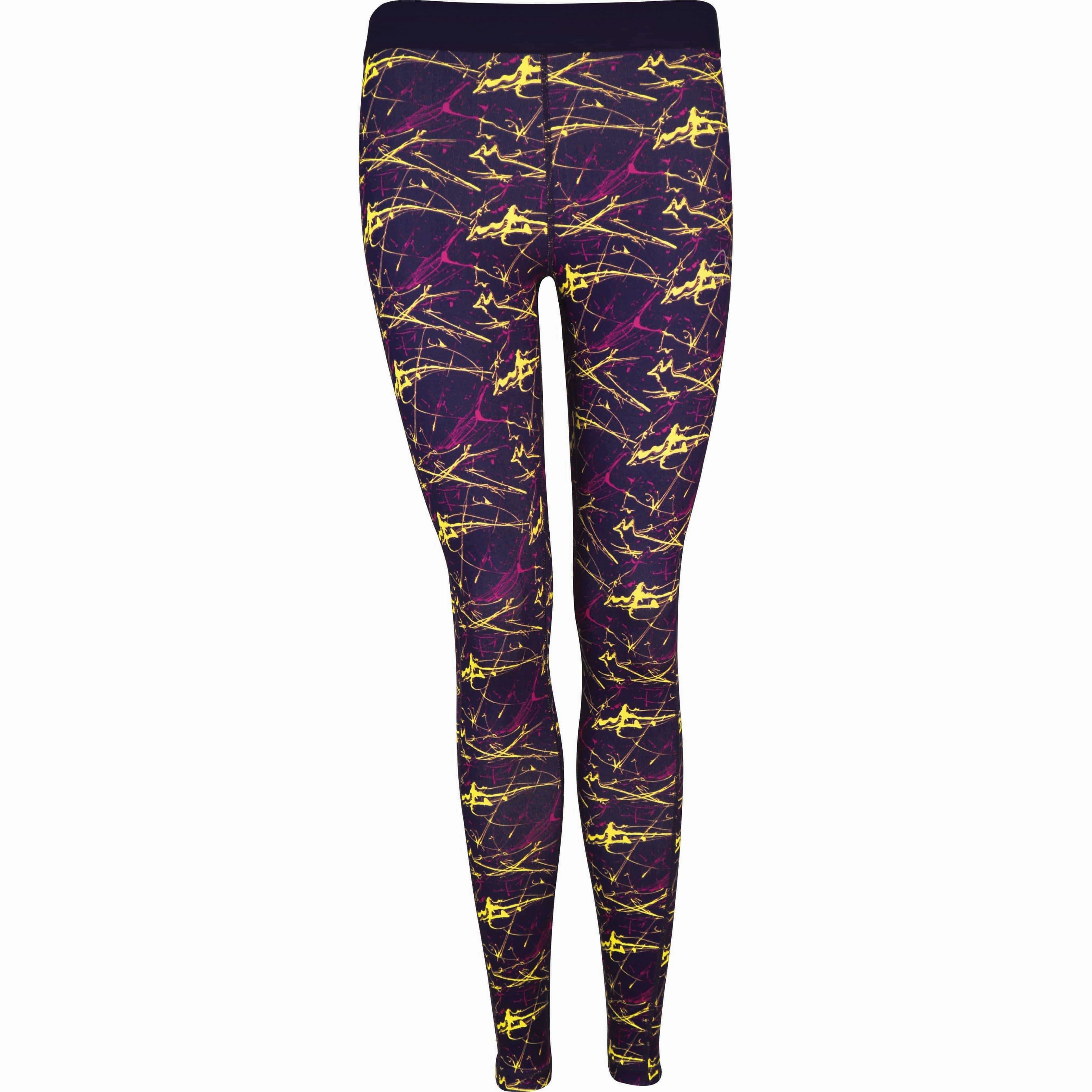 More Mile Go For It Printed Womens Long Running Tights - Purple Premium Comfort Sleek Form