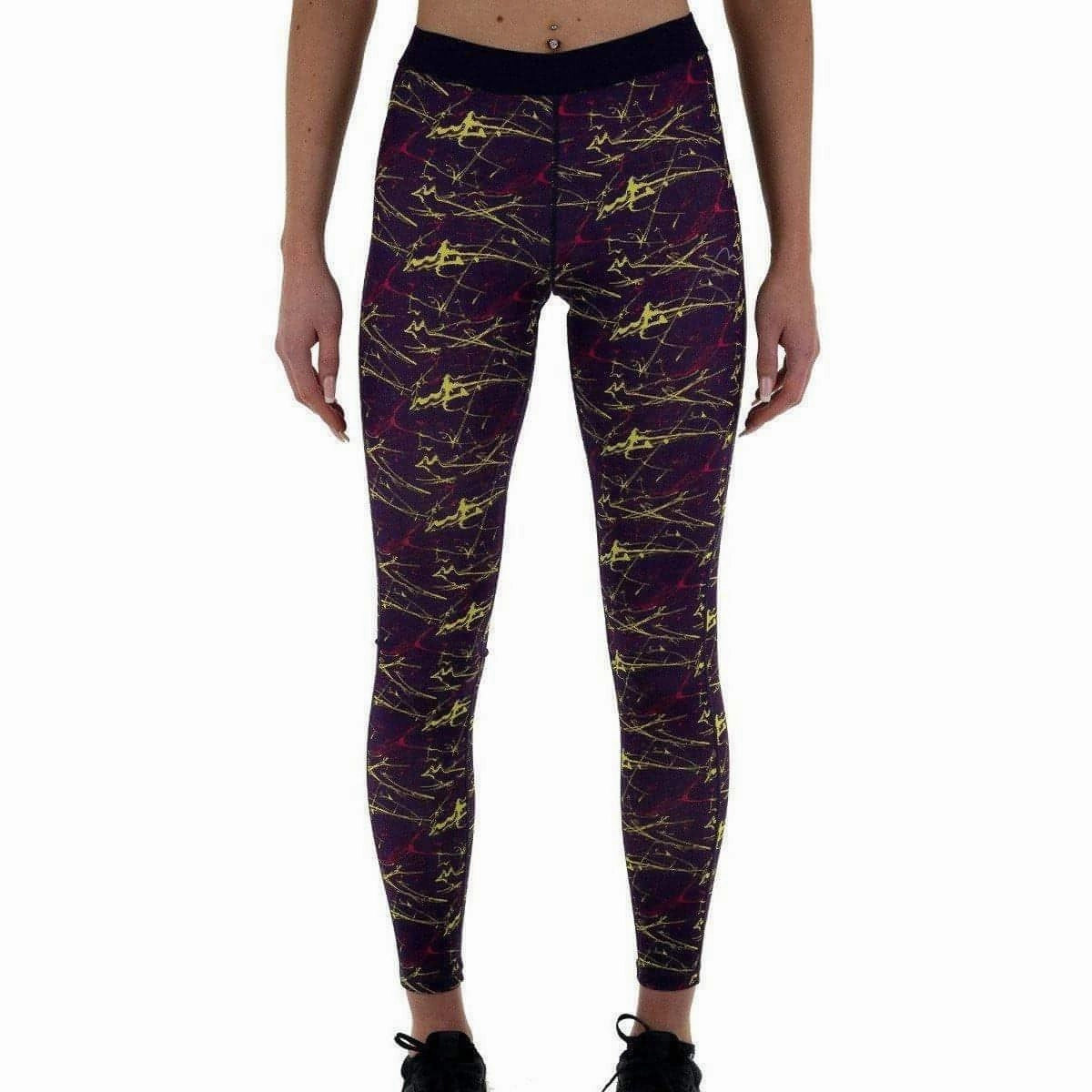 Bonded Pockets More Mile Go For It Printed Womens Long Running Tights - Purple