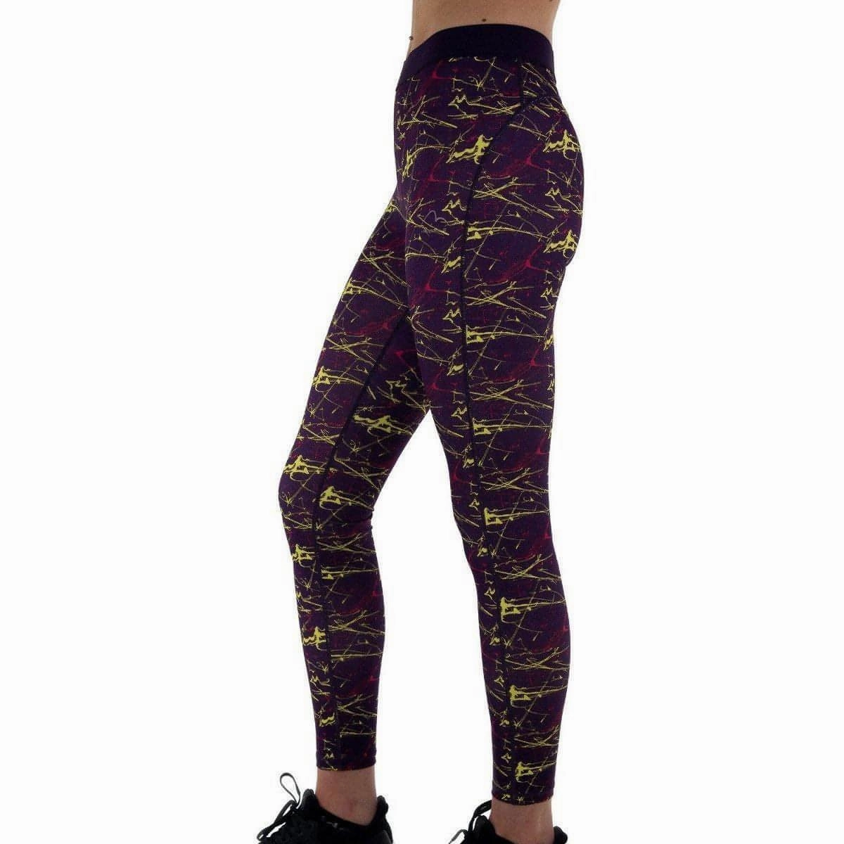 Crisp Look More Mile Go For It Printed Womens Long Running Tights - Purple