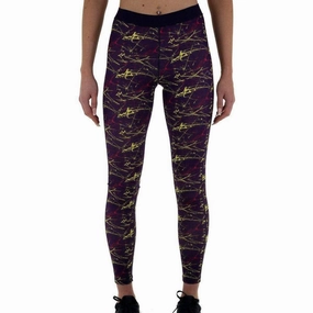 Bonded Pockets More Mile Go For It Printed Womens Long Running Tights - Purple