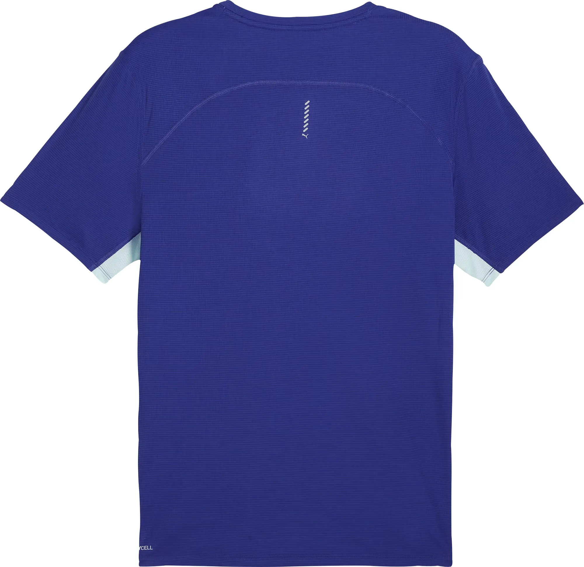 Puma Run Favourite Short Sleeve Mens Running Top - Blue Compact Stitch Pattern Relaxed Everyday Wear